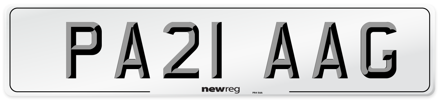 PA21 AAG Number Plate from New Reg